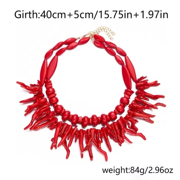 Vintage Red Coral Statement Necklace - Picture 3 of 10